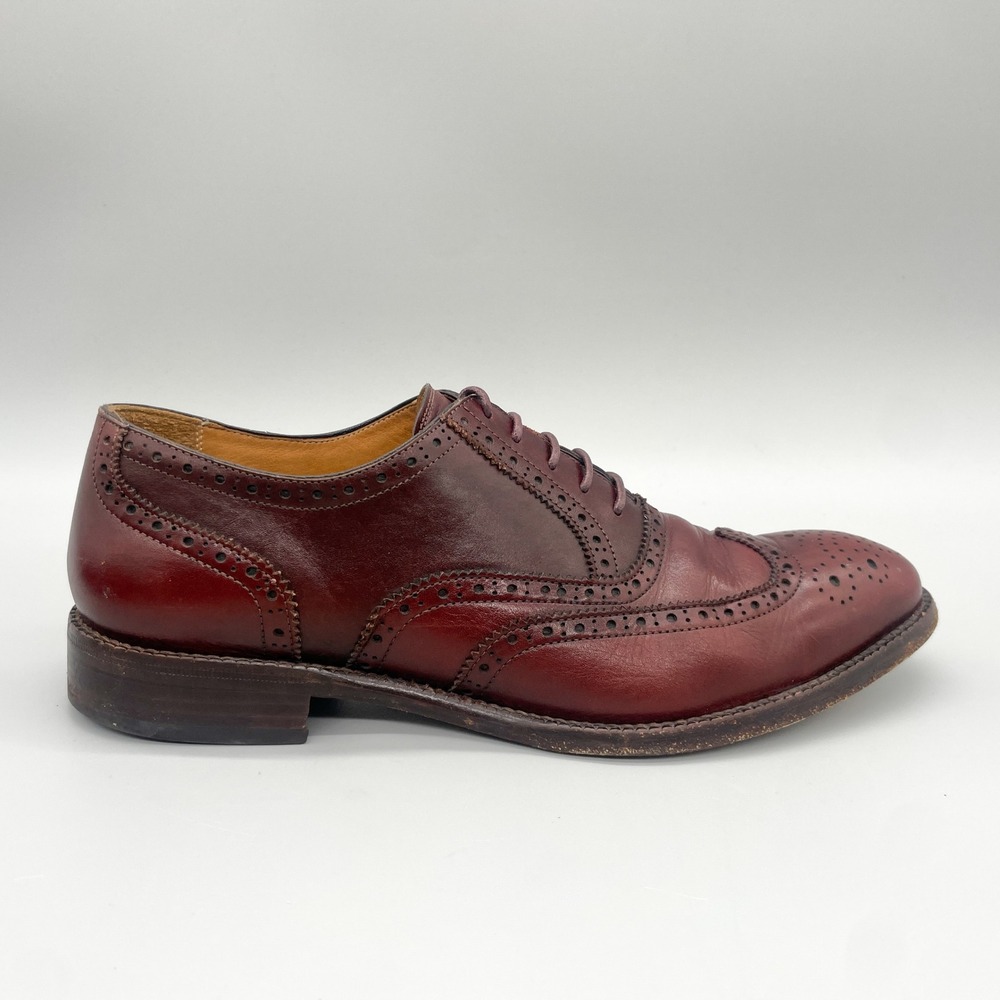 Beckett Simonon Mens 10.5 Burgundy Leather Wingtip Brogue Oxford Dress Shoes